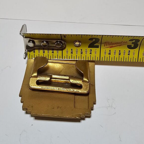 Vintage Invisible Made In The Usa Brass Belt Buckle "M HIGHSCHOOL" Orange White - Picture 8 of 9